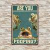 D pc Home Seasonal Decoration Wall Art Sign Vintage Humorous Bathroom Decor With Cartoon Frogs Are You Pooping Design Rustic