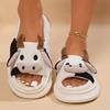 Fashion Hot Sale Women Milk Cow Linen Slippers Four Seasons Men Indoor Sandals Adults Cartoon Slides Couples Cute Breathable Home Shoes