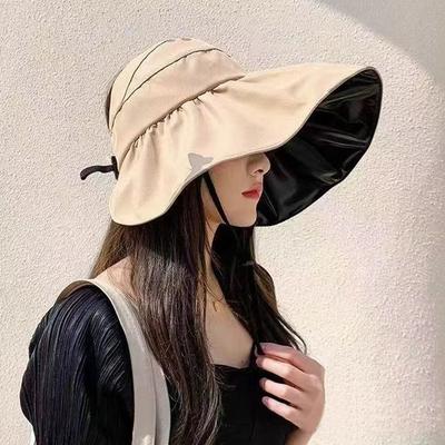 Защита от УФ Большой Козырек Солнцезащитная Шляпа Пустой Верх Складная Летняя Кепка от Солнца Удобная для Ношения Корейский Стиль Солнцезащитный Шляпа-Ведро Женская