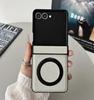 Для Samsung Galaxy Z Flip 8 7 FE 6 5 4 3 Flip7 Flip6 Flip5 Защита шарнира Магнитный чехол 360 Вращающийся держатель-кольцо Кожаный чехол