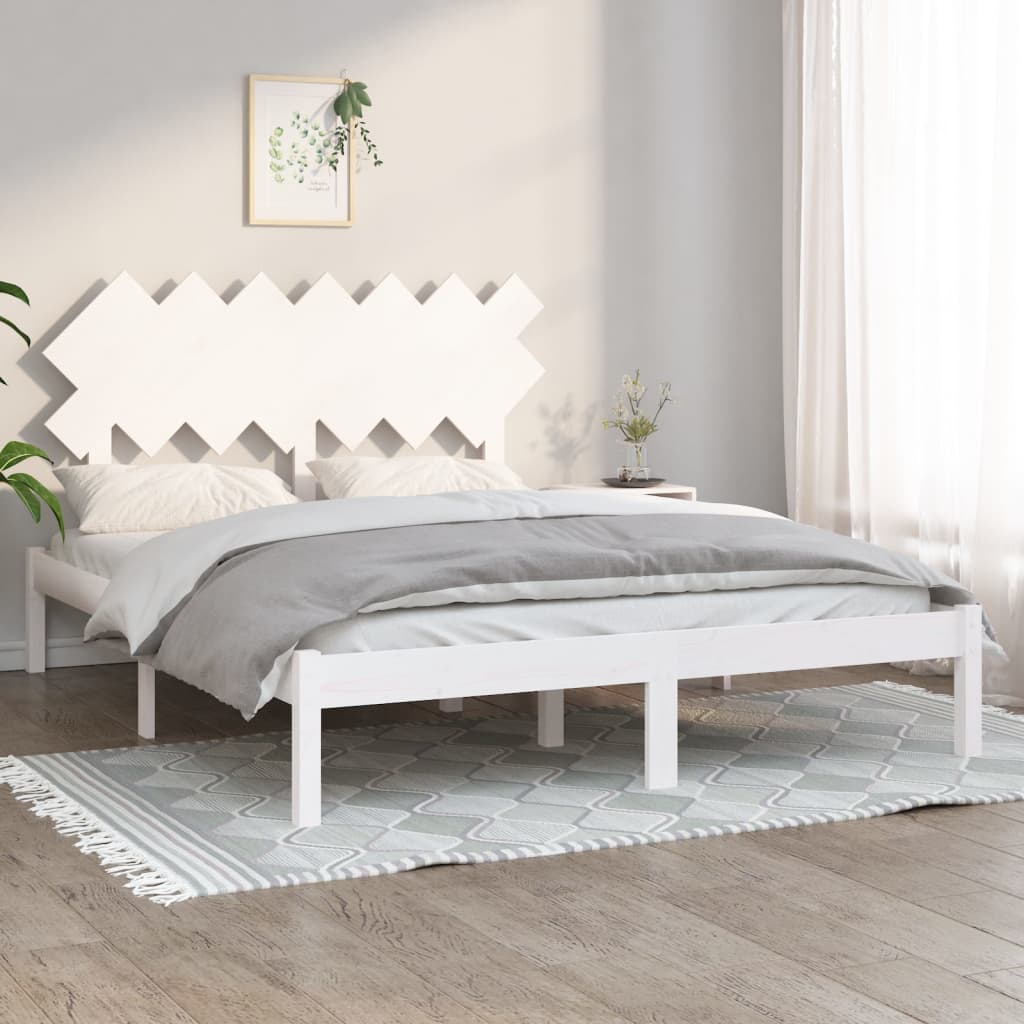 Solid Wood Bed White 140 x 190 cm