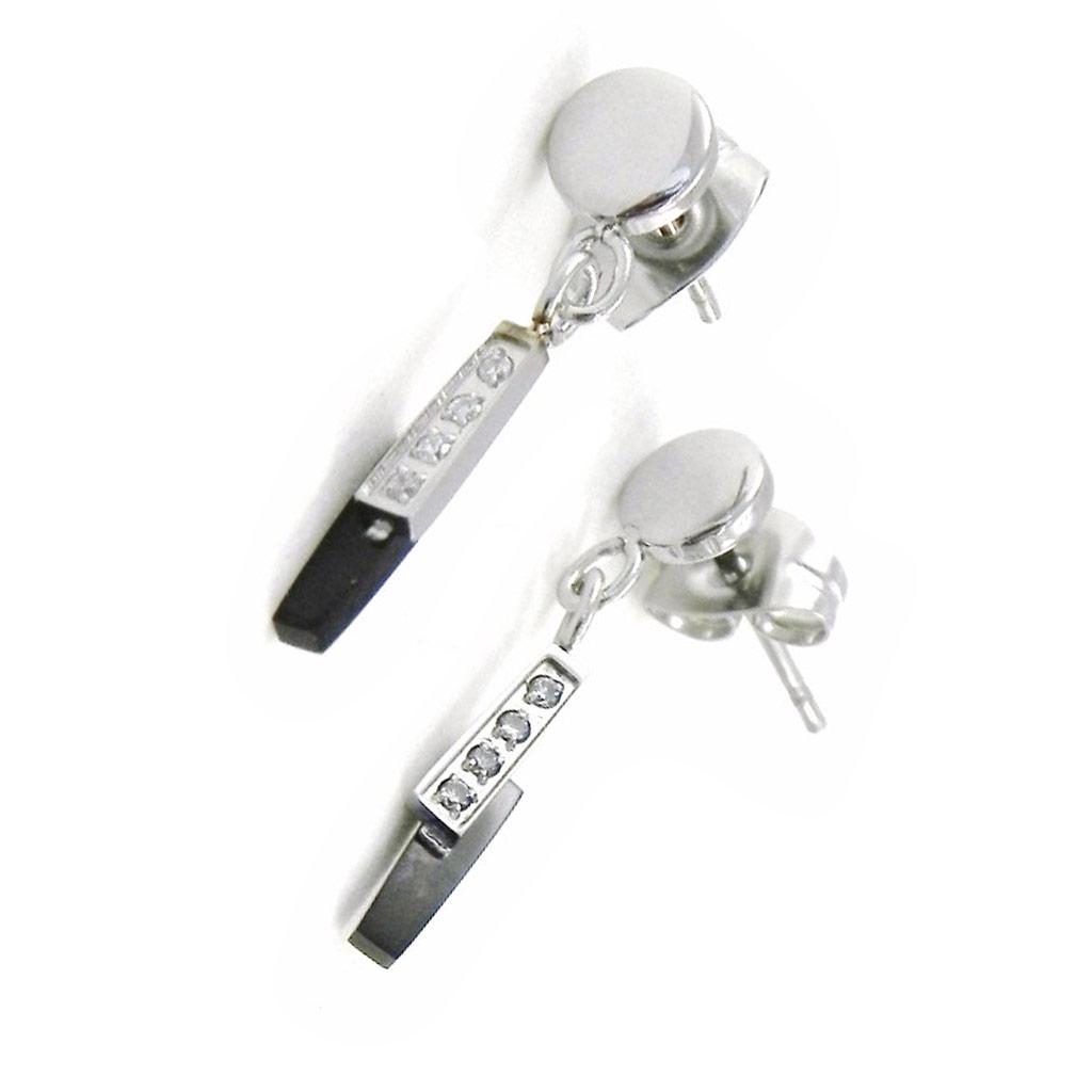 Les Trésors De Lily [I9091] - Silver Ruthenium 'Goddess' Steel Earrings - 22x5 Mm