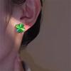 Женские серьги-гвоздики Lucky Cat's Eye с четырьмя листочками клевера, зеленые нежные серьги-гвоздики, элегантные ювелирные изделия, банкетный подарок для мамы