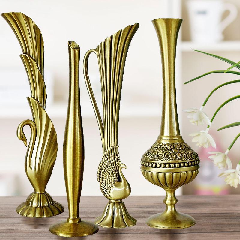 1PC Classic Metal Home Decor Creative Designs Flower Vase European Antique Wedding