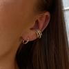 3pair/set Minimalist C-shape Earclips Shining CZ Zircon Small Circle Round Hoop Earrings for Women Girls Stainless Steel Jewelry