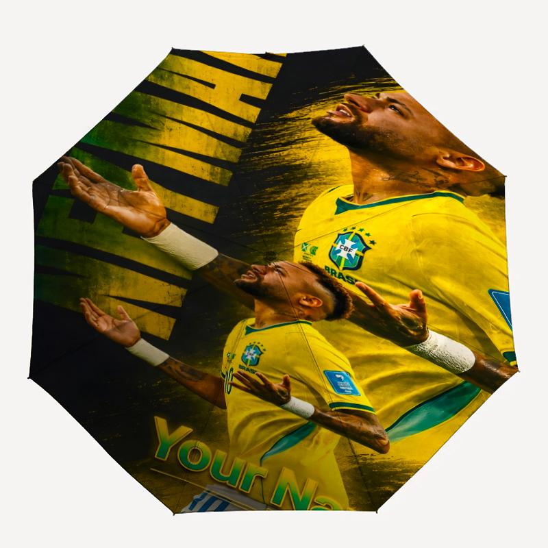 Personalized Name Brazilian football player Print Umbrella, UV Shielding. It Has Eight Sturdy Ribs for Outdoor Use And Perfect As a Holiday Gift