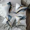 Abstract Blue and Gold Swirl Pattern Throw Pillow Cover for Modern Sofa Decor