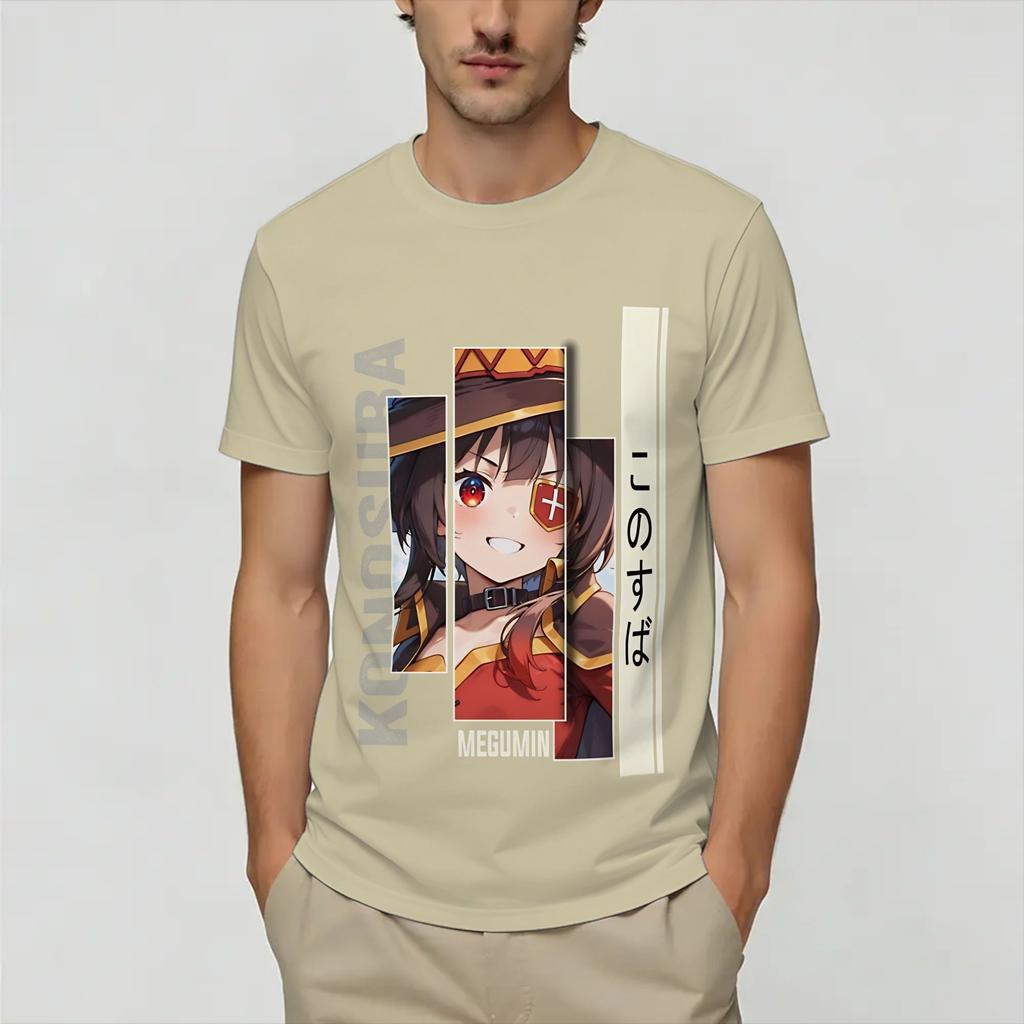Повседневная футболка Летняя Мегумин KonoSuba Модная футболка из чистого хлопка для унисекс Повседневная Дешевая с принтом Одежда с коротким рукавом