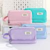 Cream Color 3 Layer Pencil Case Handbag Big Capacity Pen Pouch Office School Supplies