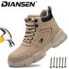 Water Resistant Safety Shoes High Top Steel Toe Boots for Men Light Work Shoes Anti-Puncture Indestructible Shoes Work Sneakers