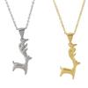 Korean-Style Gold-Plated Elk Pendant Clavicle Necklace - Sweet Christmas Gift