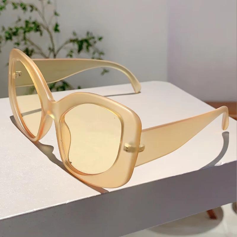 Неполяризованные большие солнцезащитные очки для женщин, модные овальные футуристические массивные солнцезащитные очки в стиле Y2k, изогнутые округлые очки