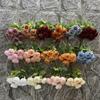 7 Heads Artificial Flower Rose Brushed Fabric Petal Flower Bouquet Faux Austin Rose  Party Supplies
