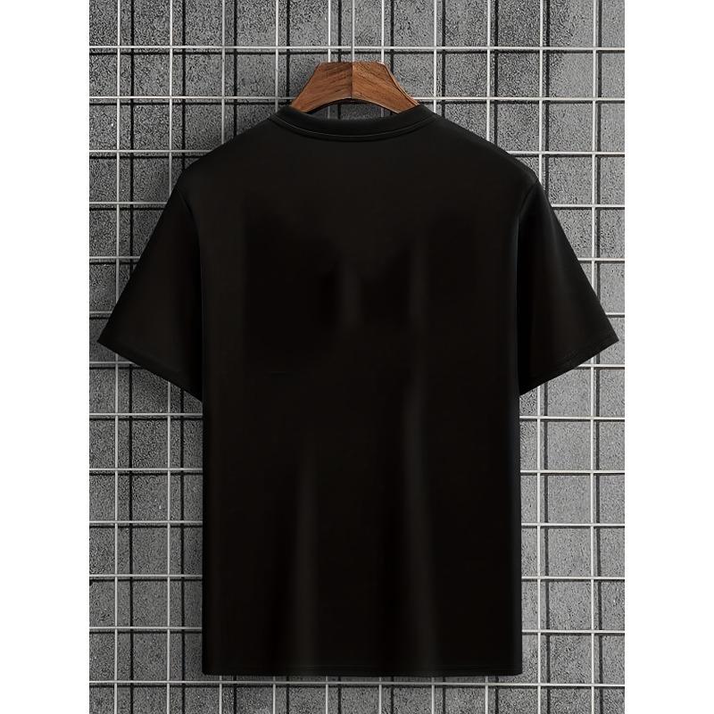 Европейские размеры Мужской креативный топ с принтом-буквой, Повседневная мужская футболка с коротким рукавом и круглым вырезом, слегка эластичная, Мужская футболка для лета, для улицы