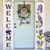 Spring Summer Banner 70x12 Inch Vertical Spring Summer Door Banners Door Decorations Hanging Purple Floral Welcome Porch Signs Outdoor Summer