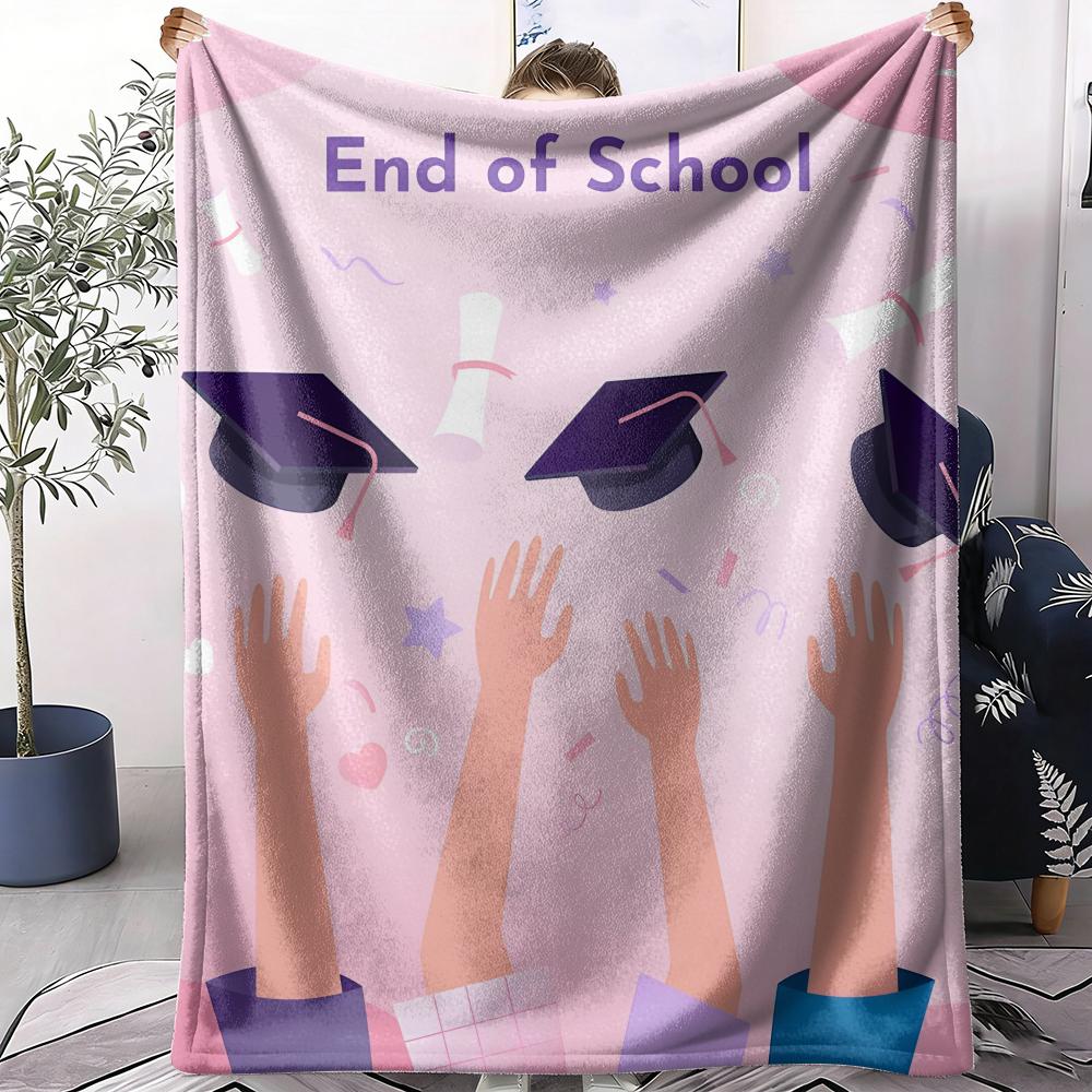 Graduation season Throw Soft Flannel AC Blanket Lightweight Summer Nap Throw Cozy Blanket for Sofa Bed Travel Home