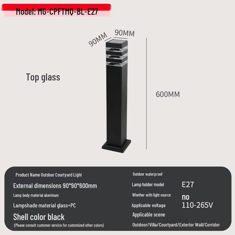 Водонепроницаемый садовый светильник из алюминия и стекла, европейский стандарт - Уличное минималистичное исполнение