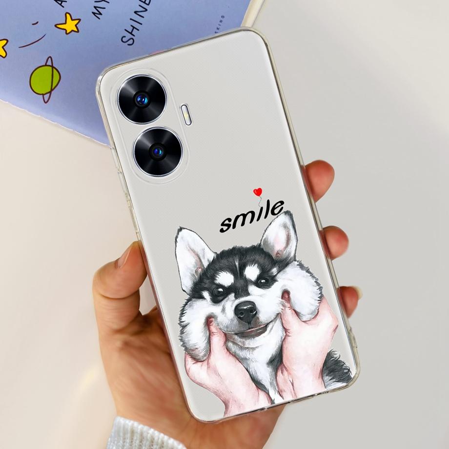 Чехол для Realme C55 6.72 дюйма Задняя крышка Гладкий Прозрачный Тонкий Чехол Для ON Oppo Realme C55 C 55 RMX3710 Мультяшный Детский Чехол