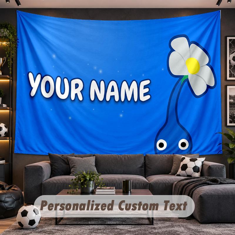 Pikmin Personalized Tapestry Support Custom Name, Wall Art Home Decoration