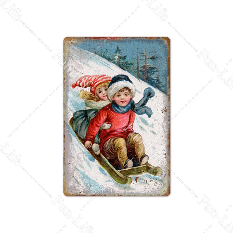Рождественские металлические вывески, винтажный постер, жестяная вывеска, тарелка Санта-Клауса, ретро-налет, кафе-бар, паб, домашний декор, рождественская елка, подарок