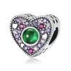 925 Silver Heart Charm Beads Full Diamond Round Rose Pendant for DIY Necklace Bracelet Jewelry Gift