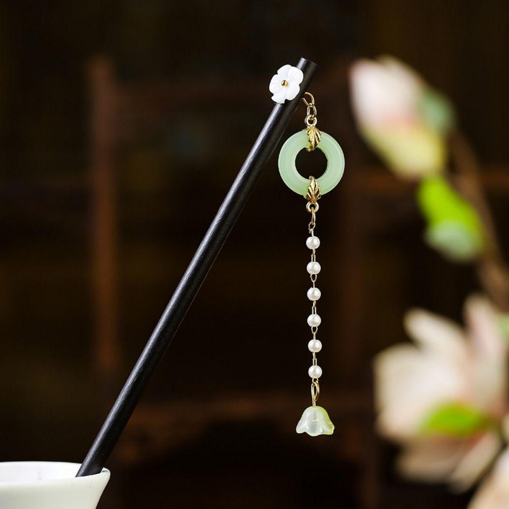 Традиционная вилка для волос Ханьфу, старинный стиль, заколки для волос с цветком, веер, пучок для волос, свадебная вечеринка