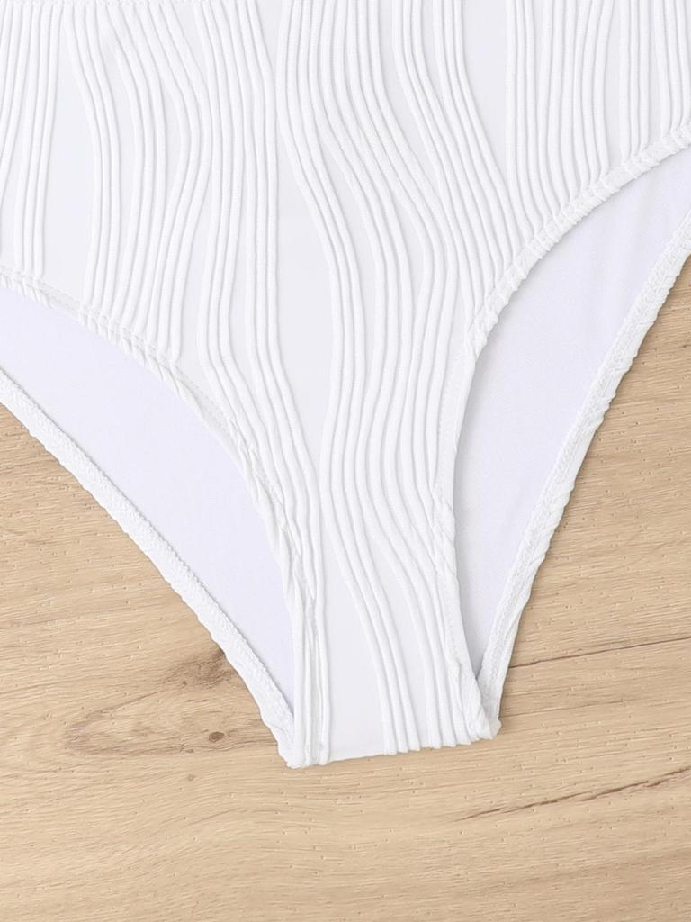 2024 European & American Solid Color High Waist Split Bikini Swimsuit for Women