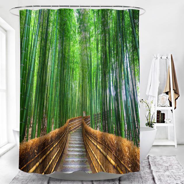 Сельский пейзаж, камень лотоса, Будда, занавеска для душа, занавеска для ванной, водонепроницаемая полиэстеровая занавеска для ванной комнаты с крючками