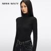 Miss Sixty Женский вязаный топ с высоким воротником, облегающий, с длинным рукавом и вышивкой, Осень 2025