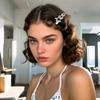 4Pcs Y2K Silver Hair Clips, Silver Star Hair Clips Y2K Hair Accessories, Metal Wave Barrettes, Non Slip Bangs Hair Clip for Hair Styling Star