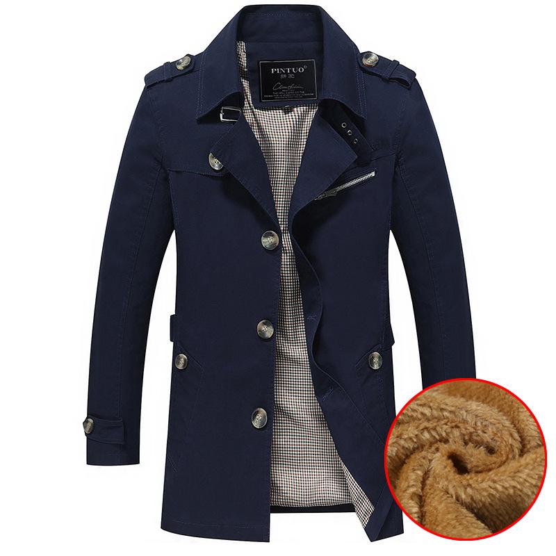 Бренд Business Casual Длинная зимняя куртка Мужской тренчкот Модный ветрозащитный плащ Мужское пальто Тепло Плюс размер