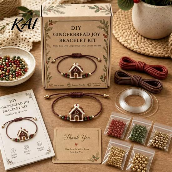 Handmade Bracelet Kit DIY Christmas Beaded Making Kit, Holiday Jewelry Craft Supplies, Xmas Kids Crafting Supplies Bead for Adults, Kids, Family