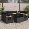 VidaXL Garden Furniture Set with Cushions 7 Pcs Black Braided Resin Acacia 3327562