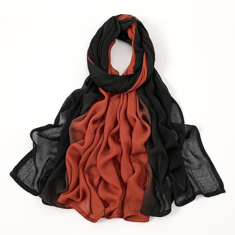 Ombre Modal Fabric Hijab Scarf Double Stitches Edge Cotton Viscose Muslim Women Scarf Soft Lightweight Shawl Rayon Scarf Hijab