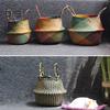 Dayuansheng Folding Straw Wicker Storage Basket Handle Garden Flower Pot Planter Laundry Bag