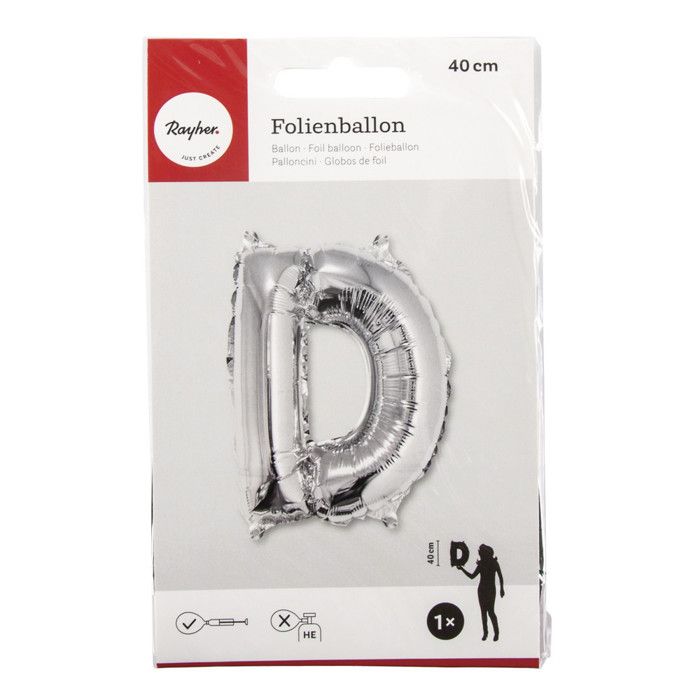 Ballon Lettre D, 40cm, 1pce. , argent