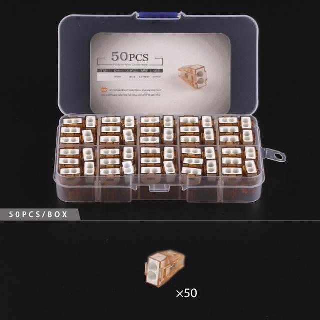 Boxed Quick Wire Connectors  2/4/6/8 Pin Boxed Push In Cable Plug-in Wiring Cable Conductor  Terminal Block  AWG 16-12