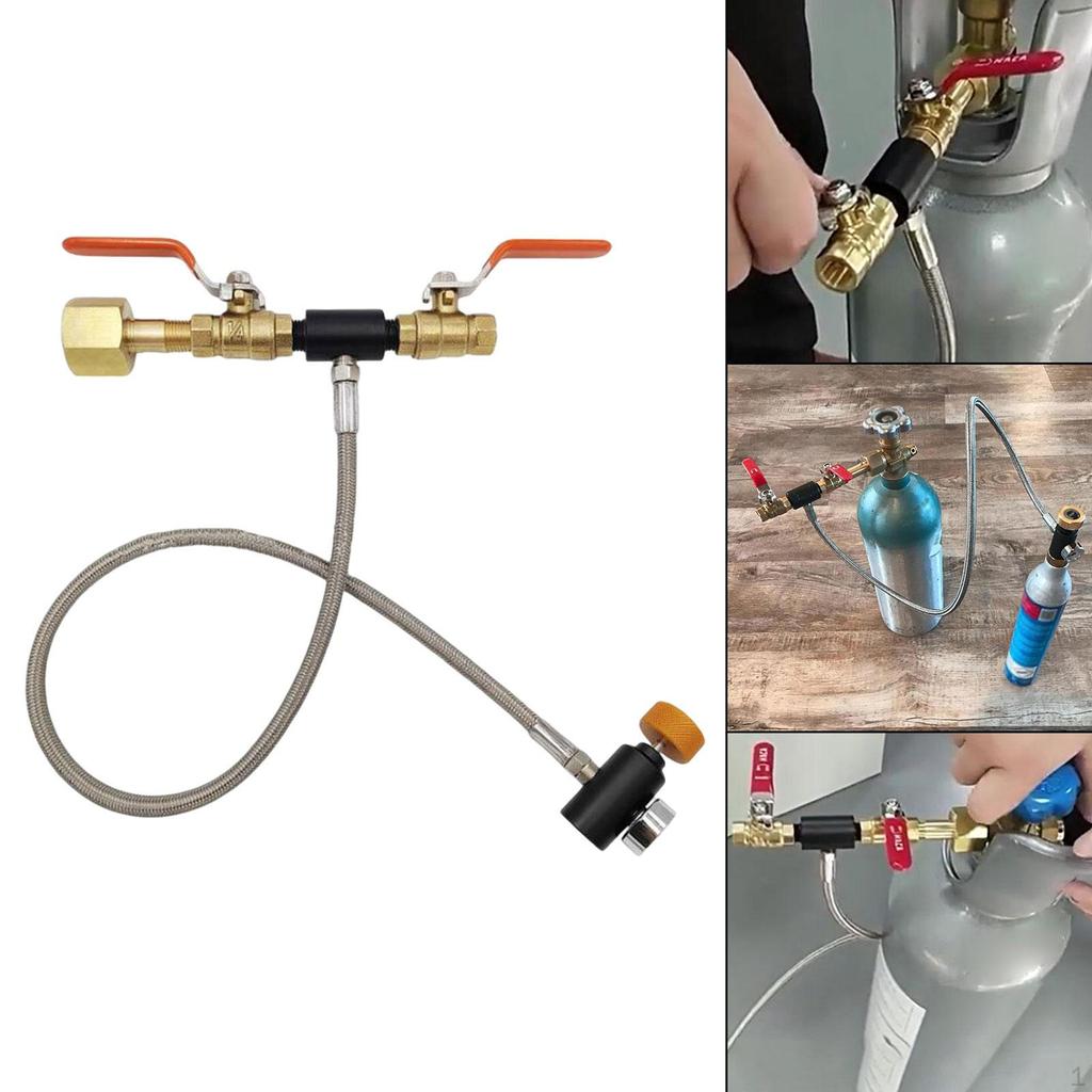 CO2 Cylinder Refill Adapter Bottle Connector Portable with Hose Replace Fill Station Kit,