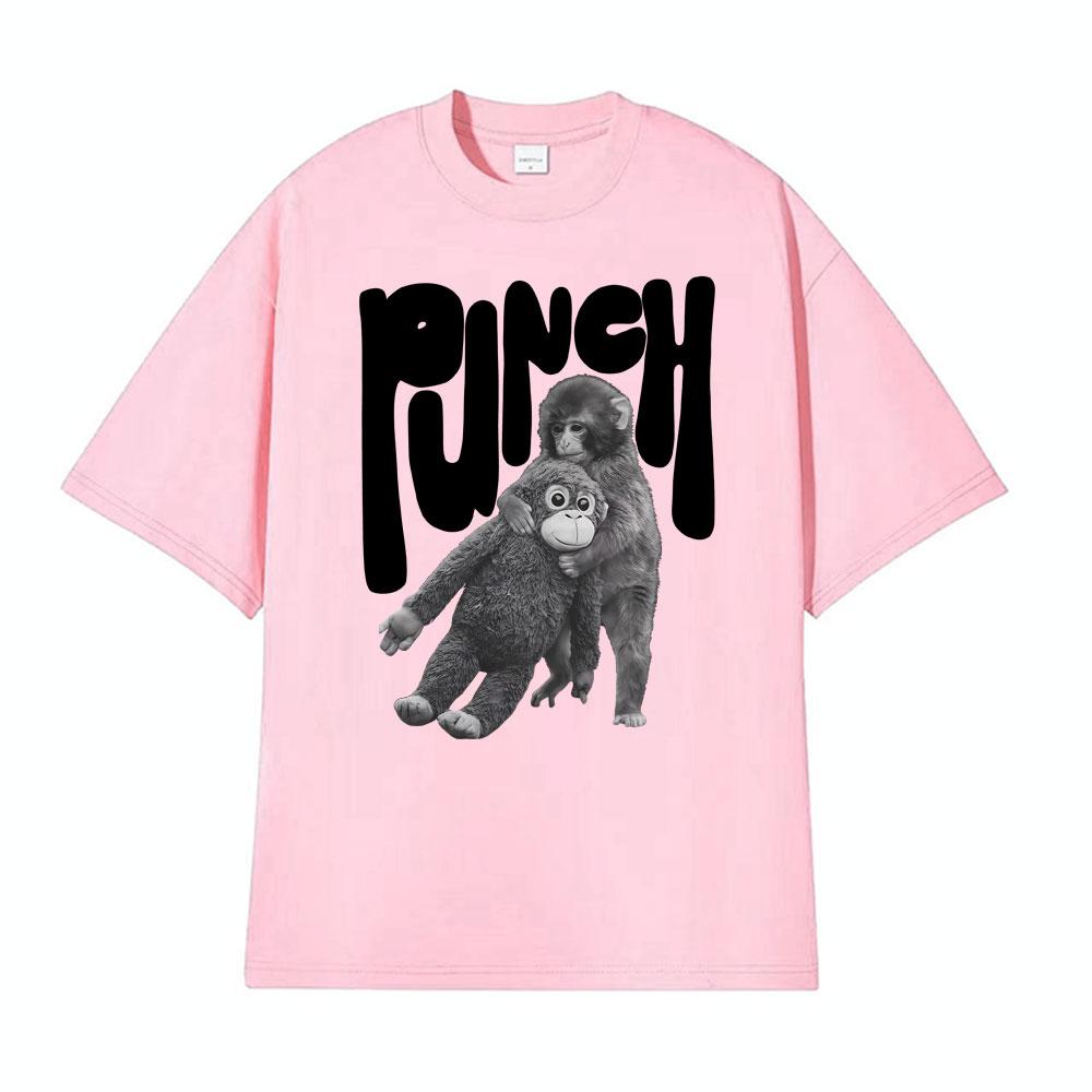 Punch The Monkey Графическая футболка в винтажном стиле Мужская одежда Летние винтажные модные футболки Топы 100% хлопок Оверсайз футболки