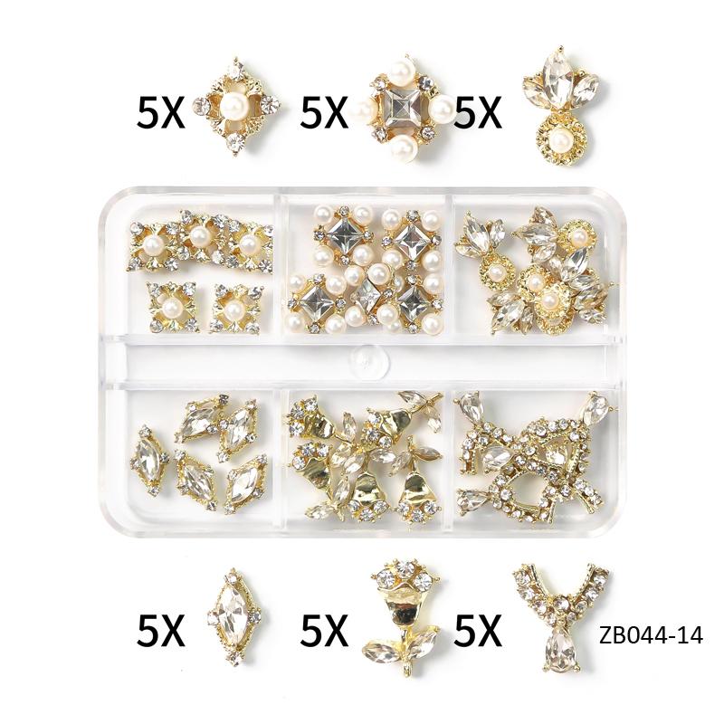 1 коробка, смешанные стили, 3D роскошные ювелирные изделия для дизайна ногтей, стразы, драгоценные камни, золотой металлический сплав, подвески для ногтей в форме бабочки, сделай сам, блестящие украшения с бриллиантами