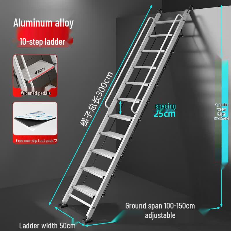 JINGGENG Heavy-Duty Aluminum Telescopic Folding Ladder