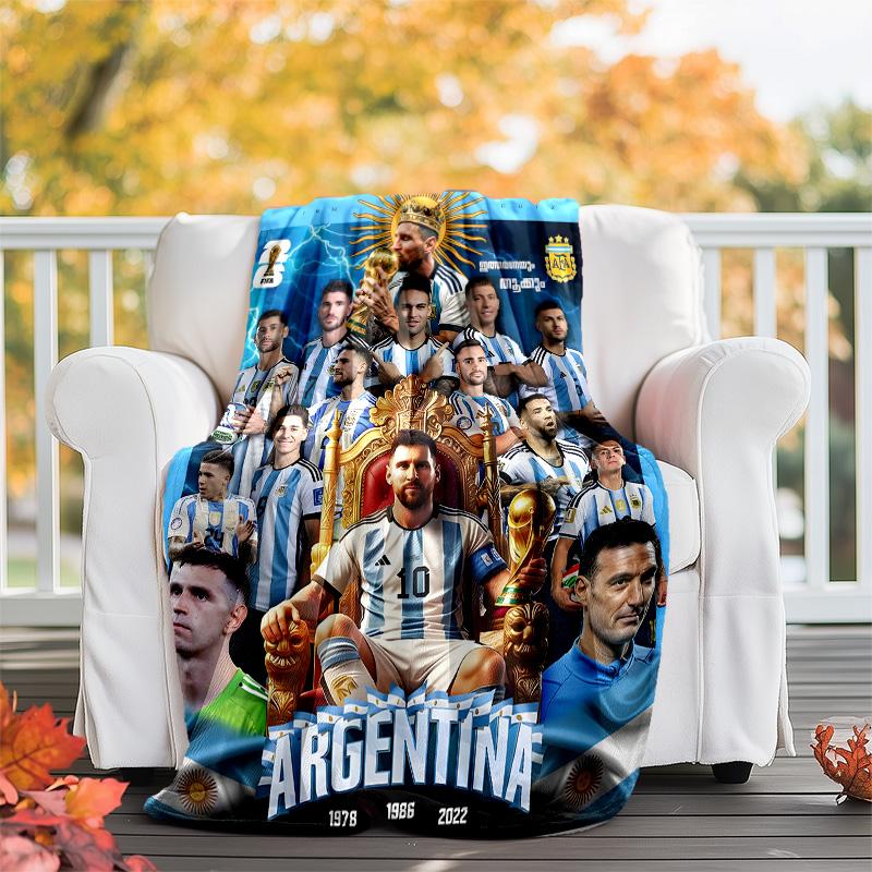 1pc M-Messi1 Theme Blanket - Digital Print, Polyester, Cozy for All Seasons, Perfect for Outdoor, and Travel