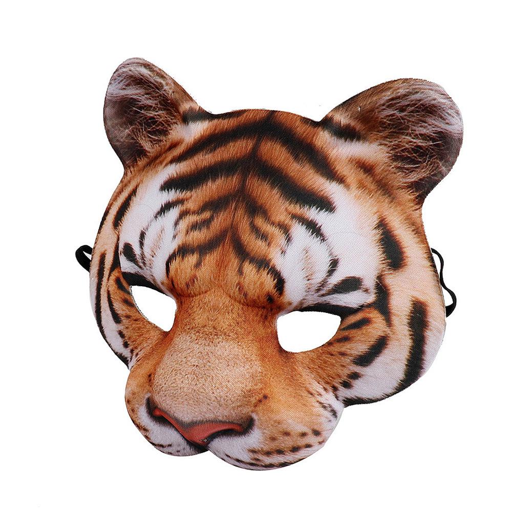 Realistic Animal Half Face Mask Pig Tiger Pattern for Halloween Carnival Masquerade Cosplay Themed Party Dress Up Costume Props