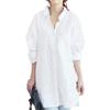 Shirt Blouse Long Sleeve Open Front Slimming Top Office Tunic Body Cover Commuting Loose Fit Long Length Plain Large Size Casual Button Cut and Sewn