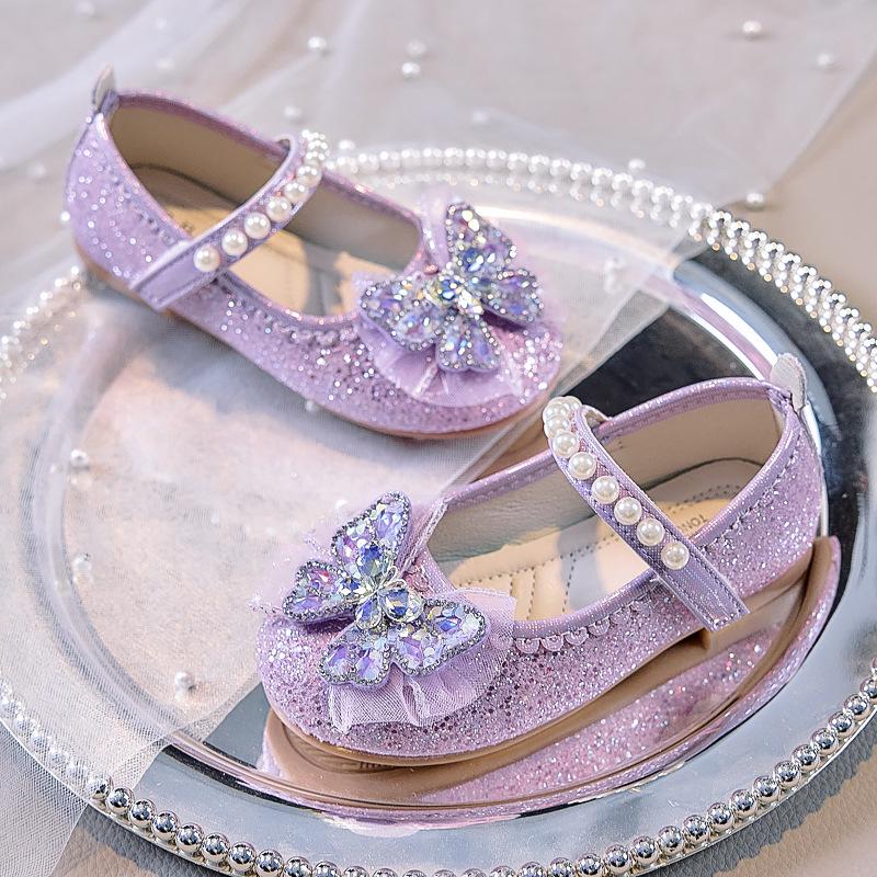 Autumn 2025 Korean Style Glossy Princess Girls' Closed-Toe Soft Sole Shoes for Stage Performance