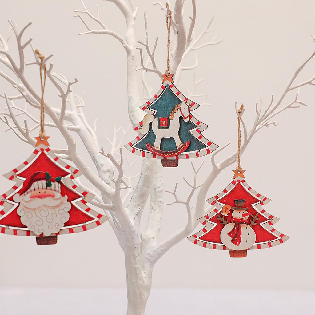 Рождественская елка Декор Санта Снеговик Лось Лошадь Мини Рождественский Декор Подвеска Милый Деревянный Декор Рождественская Елка Подвеска
