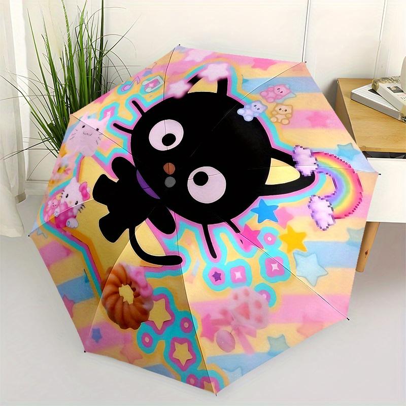Kawaii, Cat Automatic Open/Close Umbrella-Cute Umbrella with Cute Design, Portable 3-Fold Compact Umbrella for Men & Women, Halloween Christ