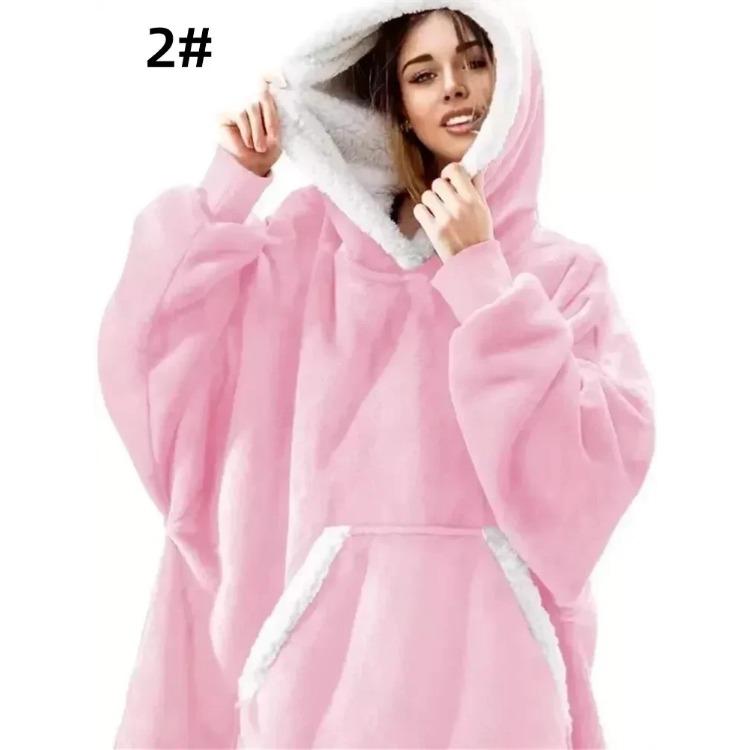 Зимние толстовки с капюшоном, толстовка для женщин и мужчин, флисовый пуловер, большое одеяло с длинными рукавами из фланели