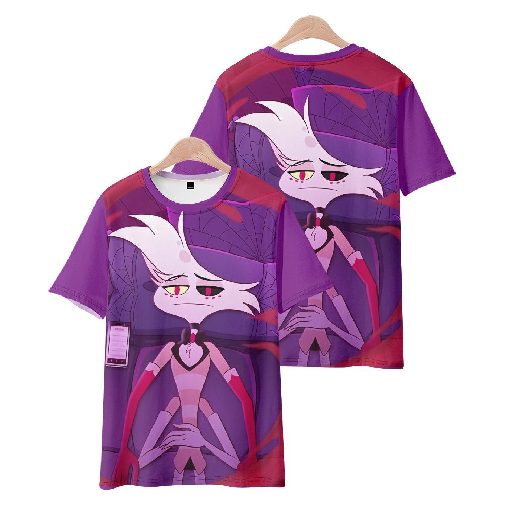 10 цветов Hazbin Hotel аниме женские мужские футболки с мультяшным принтом и круглым вырезом, большие размеры с короткими рукавами, модная мужская одежда, уличная одежда