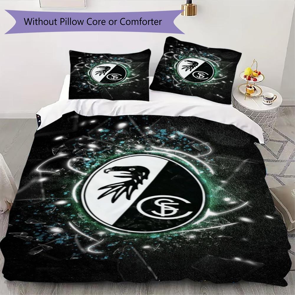 SC Freiburg Pattern Bedding uilt Set uilt Cover Pillowcase Home Decoration Birthday Gift (1 * duvet cover + 2 * pillowcase without core)80